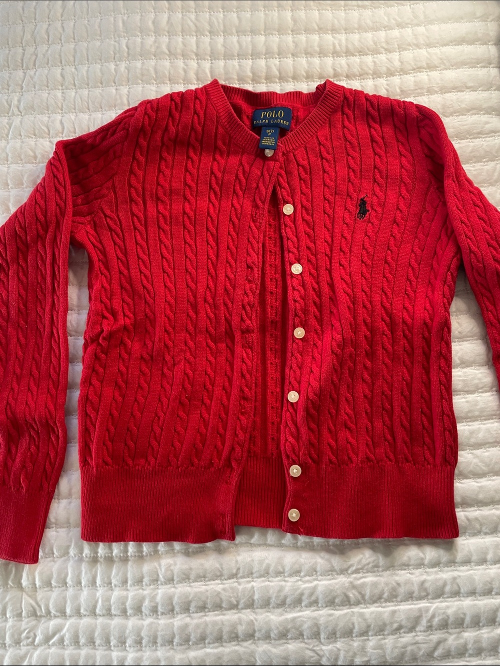 Polo by Ralph Lauren Red Cable Knit Cardigan